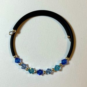 Murano Glass Memory Wire Bracelet - Blue - Made in Italy